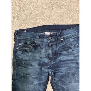 Vintage True Religion Bobby Blue Camo Straight Leg Jeans Mens 36 Made in USA
